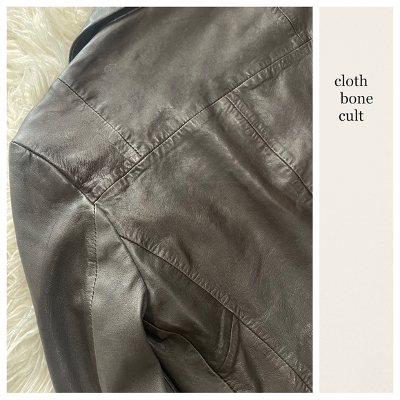 ALL SAINTS Dark Gray/Black Soft Leather Biker Jacket - Picture 11 of 14